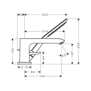 Hansgrohe Metris 3-Loch Wannenarmatur Fertigset chrom Wannenrandmontage – Bild 2