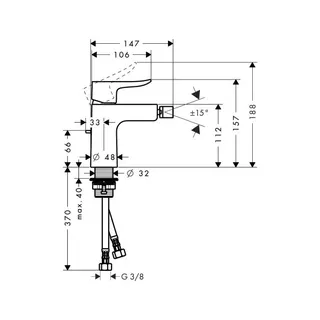 Hansgrohe Metris Bidetmischer chrom – Bild 2