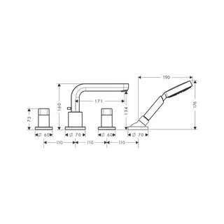 Hansgrohe Metris S 4-Loch Wannenrandarmatur DN15 – Bild 2