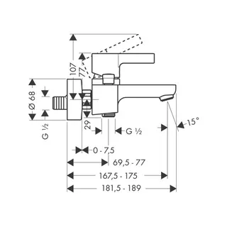 Hansgrohe Metris S Wannenmischer Aufputz chrom – Bild 2