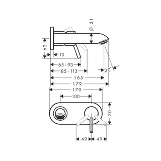 Hansgrohe Talis S2 2-Loch Waschtischarmatur Unterputz Fertigset chrom kurzer Auslauf – Bild 2