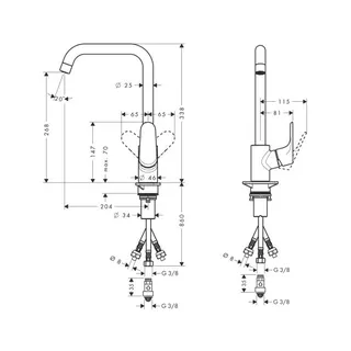 Hansgrohe Focus Spültischmischer Schwenkauslauf chrom Niederdruck – Bild 2
