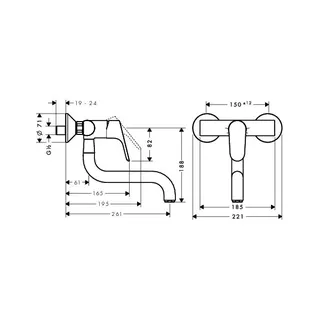 Hansgrohe Focus E2 Spültischmischer chrom Wandmodell – Bild 2