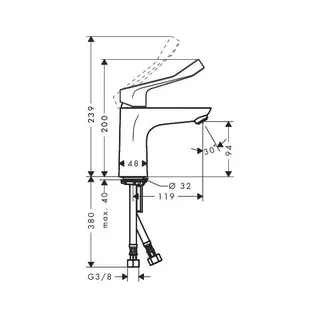 Hansgrohe Waschtischmischer Focus Care 100 ohne Ablaufgarnitur chrom – Bild 2