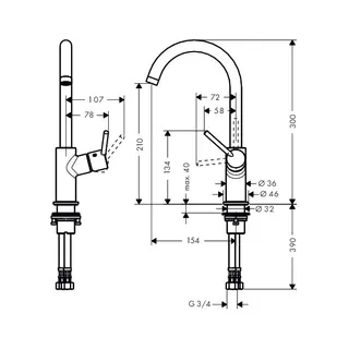 Hansgrohe Talis S2 Waschtischmischer Schwenkauslauf chrom – Bild 2