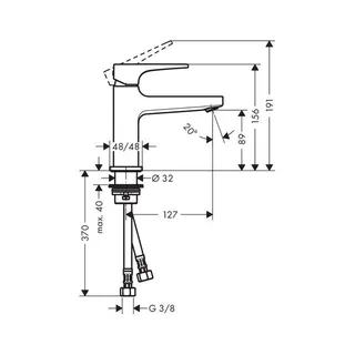 Hansgrohe Metropol Waschtischarmatur 100 mit Hebelgriff & Push-Open-Ventil, chrom – Bild 2