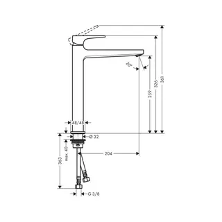 Hansgrohe Metropol Waschtischarmatur 260 mit Hebelgriff & Push-Open-Ventil, chrom – Bild 2