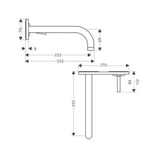 Hansgrohe Axor Uno 2 Waschtischmischer UP chrom mit Auslauf 220 mm und Platte – Bild 2