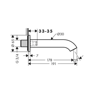 Hansgrohe Wanneneinlauf Axor Uno gebogen chrom – Bild 2