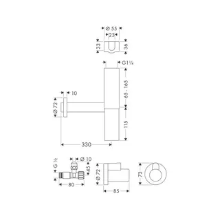 Hansgrohe Flowstar Siphon komplett chrom mit zwei Eckventilen und Schubern – Bild 2