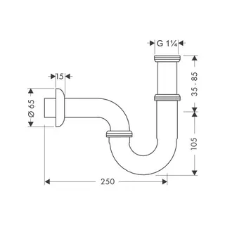Hansgrohe Standard Röhrensifon chrom 1 1/4" – Bild 2