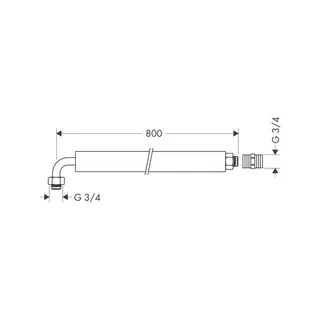 Hansgrohe Exafill flexibles Anschlussrohr 800 mm mit Winkelstück – Bild 2