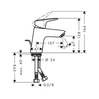 Hansgrohe Logis Waschtischmischer 70 LowFlow, chrom, mit Ablaufgarnitur – Bild 2
