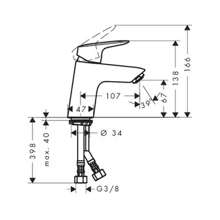 Hansgrohe Logis Waschtischmischer 70 mit Push-Open-Ablaufgarnitur – Bild 2