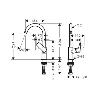 Hansgrohe 210 Logis Waschtischmischer chrom mit Schwenkauslauf ohne Ablaufgarnitur – Bild 2