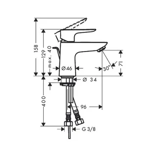 Hansgrohe Talis E Waschtischmischer 80 mit Zugstangen-Ablaufgarnitur – Bild 2