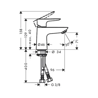 Hansgrohe Talis E Waschtischmischer 80 mit Push-Open Ablaufgarnitur – Bild 2