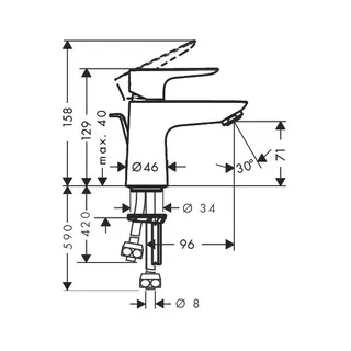 Hansgrohe Waschtischmischer 80 Talis E Niederdruck chrom – Bild 2