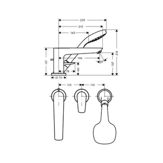 Hansgrohe 3-Loch Wannenmischer Talis E Fertigset chrom Wannenrandmontage – Bild 2