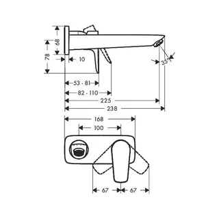 Hansgrohe Talis E Waschtischmischer Unterputz mit Auslauf 225 mm für Wandmontage – Bild 2