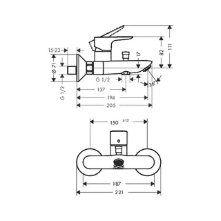 Hansgrohe Wannenmischer Aufputz Talis E chrom – Bild 2
