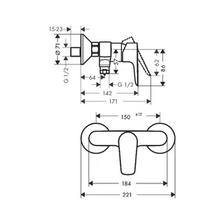 Hansgrohe Brausenmischer Aufputz Talis E chrom – Bild 2