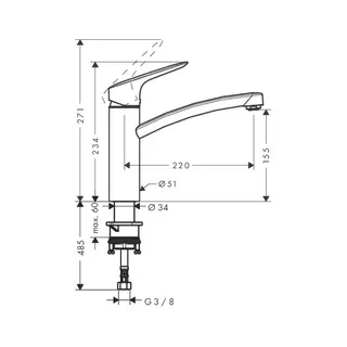 Hansgrohe Logis 160 Spültischmischer chrom, mit Schwenkauslauf – Bild 2