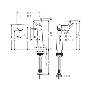 Hansgrohe Talis S Waschtischarmatur 140 chrom, mit Ablaufgarnitur – Bild 2