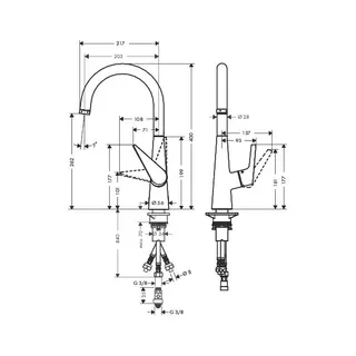 Hansgrohe Talis S 260 Spültischmischer mit Schwenkauslauf chrom Niederdruck – Bild 2