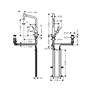 Hansgrohe 2-L.Spültischmischer 320 Select sBox Ausziehbrause M7120-H320 chrom – Bild 2