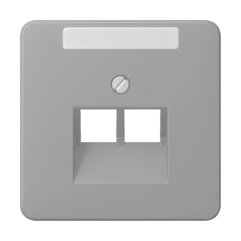 Jung Abdeckung für IAE/UAE-Anschlussdosen 2 x 8-polig, mit Schriftfeld, Thermoplast, Serie CD, grau CD569-2NAUAGR