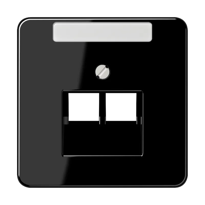 Jung Abdeckung für IAE/UAE-Anschlussdosen 2 x 8-polig, mit Schriftfeld, Thermoplast, Serie CD, schwarz CD569-2NAUASW