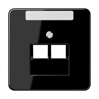 Jung Abdeckung für IAE/UAE-Anschlussdosen 2 x 8-polig, mit Schriftfeld, Thermoplast, Serie CD, schwarz CD569-2NAUASW