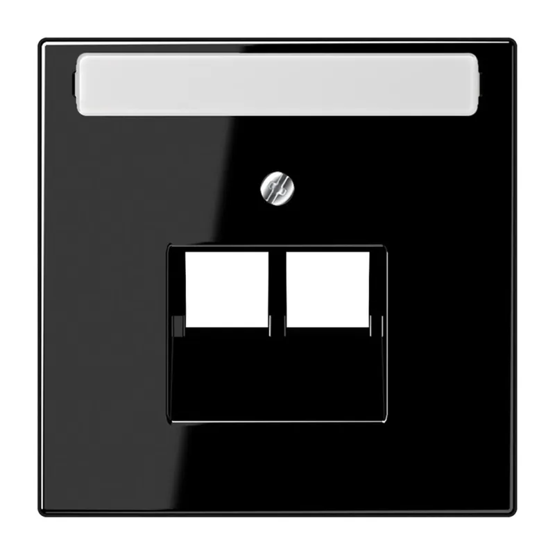 Jung Abdeckung für IAE/UAE-Anschlussdosen 2 x 8-polig, mit Schriftfeld, Thermoplast, Serie LS, schwarz LS969-2NAUASW