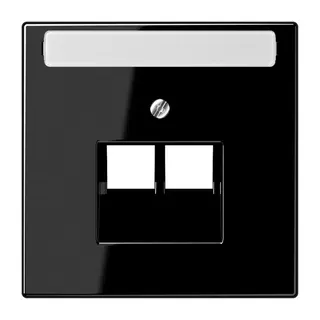 Jung Abdeckung für IAE/UAE-Anschlussdosen 2 x 8-polig, mit Schriftfeld, Thermoplast, Serie LS, schwarz LS969-2NAUASW