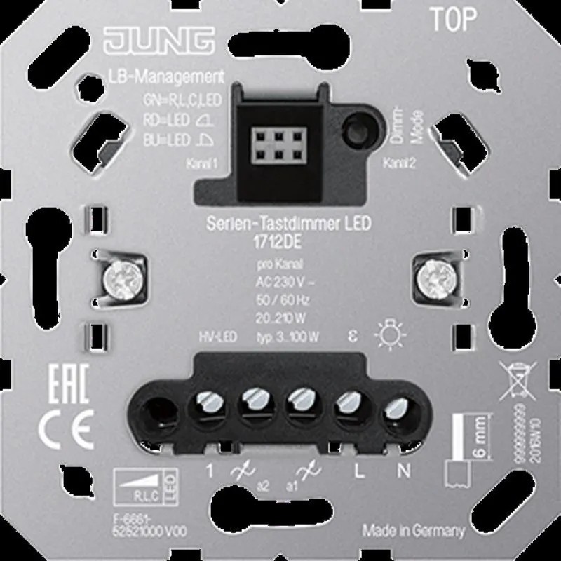 Jung Serien-Tastdimmer Universal LED, mit Nebenstelleneingang 1712DE