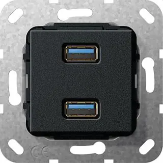 Gira Einsatz 568510 3.0A 2fach Kab schwarz m