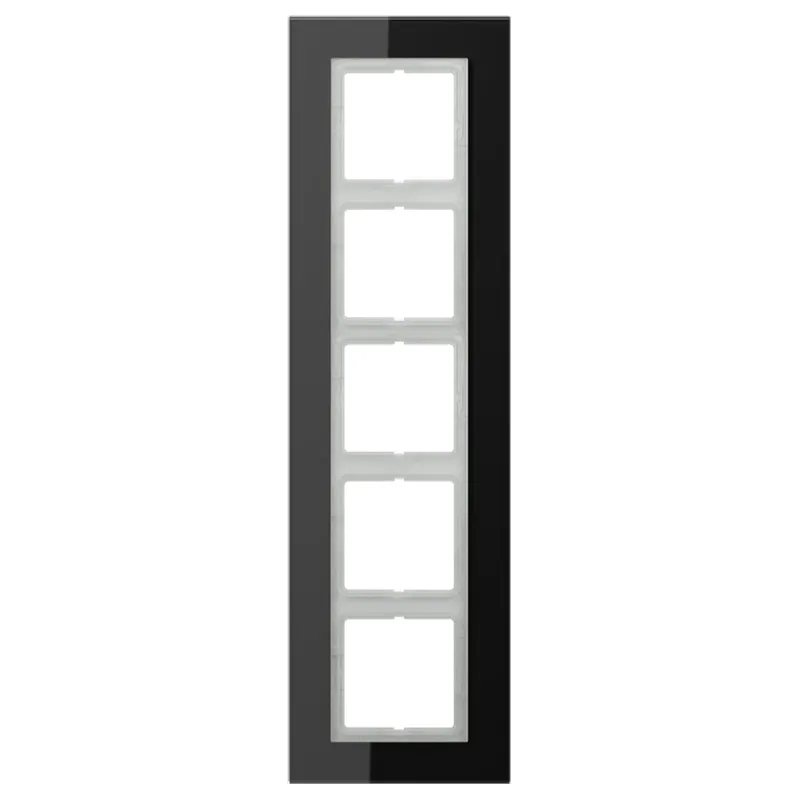 Jung Glasrahmen 5fach, Glas, LS PLUS, schwarz LSP985GLSW