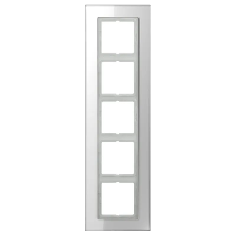 Jung Glasrahmen 5fach, Glas, LS PLUS, alpinweiß LSP985GLWW