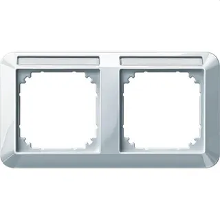 Merten Rahmen 387219 2fach waager. polarweiss glaenz.