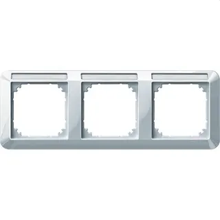 Merten Rahmen 387319 3fach waager. polarweiss glaenz.