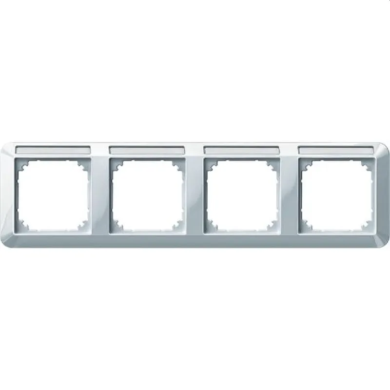 Merten Rahmen 387419 4fach waager. polarweiss glaenz.