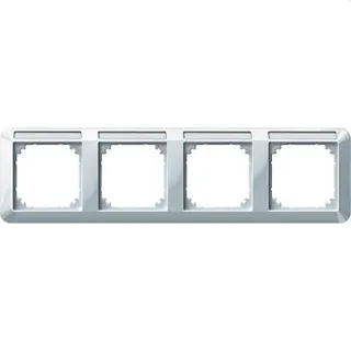 Merten Rahmen 387419 4fach waager. polarweiss glaenz.