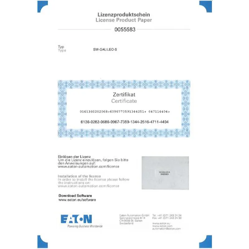 EATON Electric Visualisierungssoftware SW-GALILEO-S alle XV/XP-Bediengeräte CD