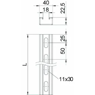 OBO Profilschiene MS 22 L 6M FT 6000x40x22,5 gelocht – Bild 2
