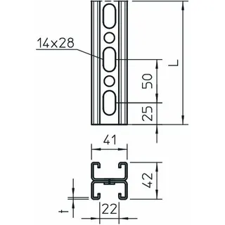 OBO Profilschiene MS4142P6000FS gelocht SW 22mm 42x41 – Bild 2
