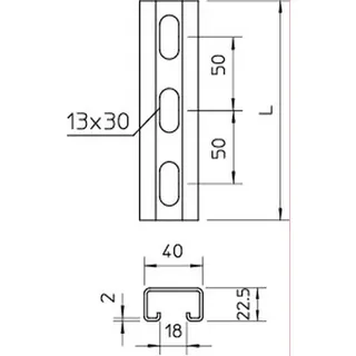 OBO Profilschiene MS4022P2000A2 2000x40x22,5 gelocht – Bild 2
