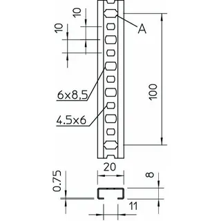 OBO Profilschiene CL2008BP2000BK 2000x20x8 gelocht – Bild 2