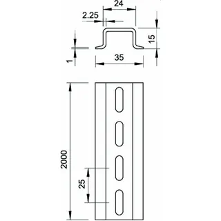 OBO Hutschiene 2069/15 GTPL 2000x35x15 gelocht – Bild 2