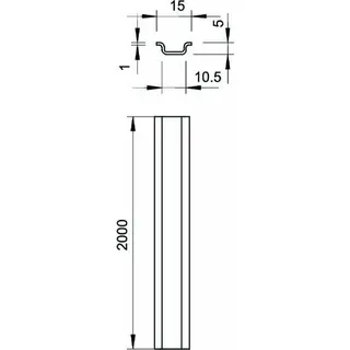OBO Hutschiene 46277 GTP 2000x15x5 ungelocht – Bild 2